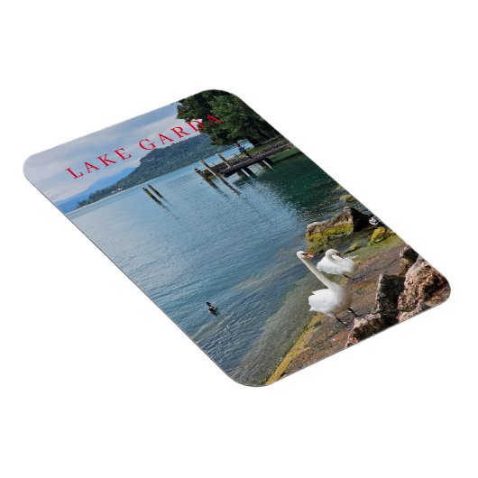 Gardameer zwanen uitzicht koelkastmagneet magneet (Rechterzijde)