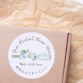 Garde Florale Aquarel Blauwe Bakkerij Product Ronde Sticker