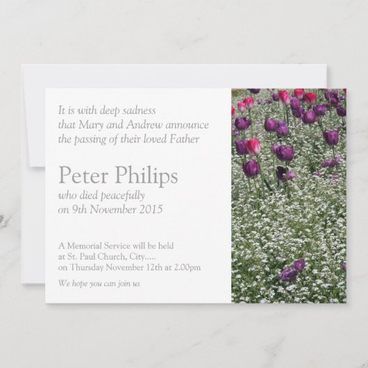 Garden 1 Memorial Funeral Announement Kaart (Voorkant)