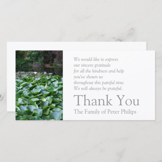 Garden 5 Lotus Sympathy Dank u 2 Bedankkaart (Voorkant / Achterkant)