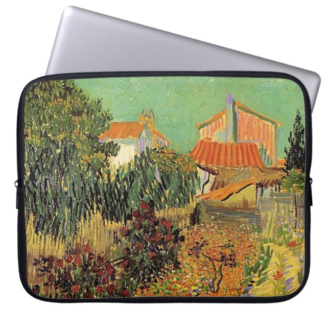 Garden achter een huis. Vincent van Gogh. Laptop Sleeve (Voorkant)
