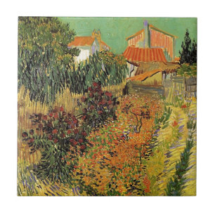 Garden achter een huis. Vincent van Gogh. Tegeltje