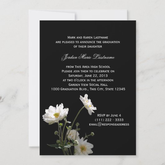 Garden Anemone Flower Afstuderen Kaart (Achterkant)