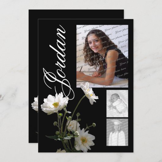 Garden Anemone Flower Afstuderen Kaart (Voorkant / Achterkant)