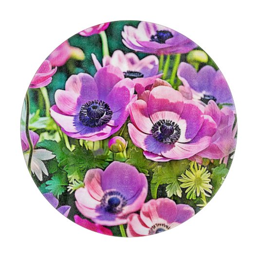 Garden Anemone Mix Design Snijplank (Voorkant)