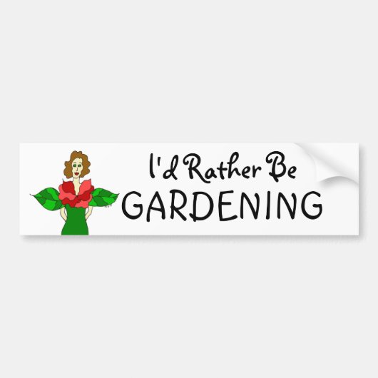 Garden Angel "Ik zou liever een tuinier zijn" Bumpersticker (Voorkant)