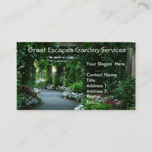 Garden Arbor Walkway Business Card Template Visitekaartje (Voorkant)