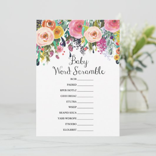 Garden Baby shower Game w antwoord 5x7 formaat Kaart (Staand voorkant)