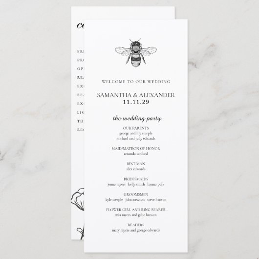 Garden Bee Ceremony Programma (Voorkant / Achterkant)