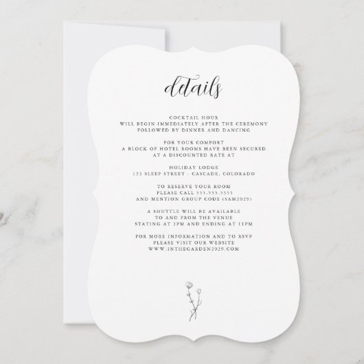 Garden Bee met details van de bruiloft Kaart (Achterkant)