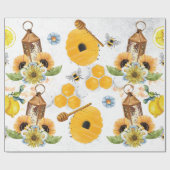 Garden Bee Sunflower Patroon Cadeaupapier (Vlak)