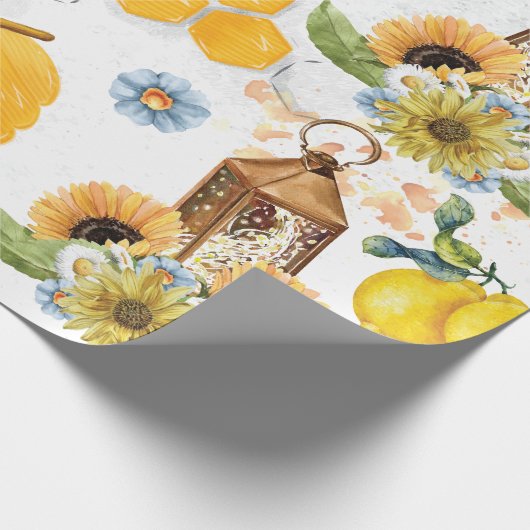 Garden Bee Sunflower Patroon Cadeaupapier (Hoek)