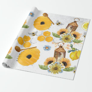 Garden Bee Sunflower Patroon Cadeaupapier