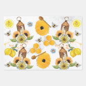 Garden Bee Sunflower Patroon Inpakpapier Vel (Voorkant)
