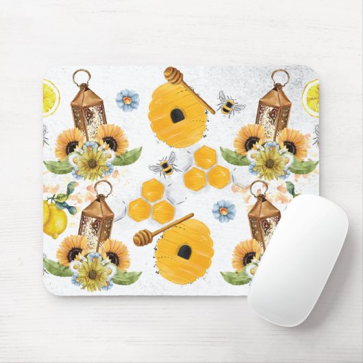 Garden Bee Sunflower Patroon Muismat (Met muis)