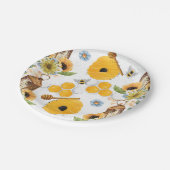 Garden Bee Sunflower Patroon Papieren Bordje (Gekanteld)