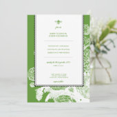 Garden Bee Toile bruiloft uitnodiging (Staand voorkant)
