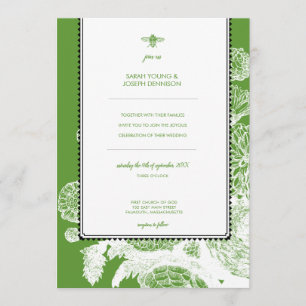 Garden Bee Toile bruiloft uitnodiging