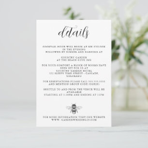 Garden Bee Wedding Informatiekaartje
