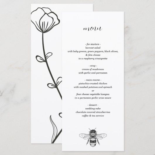 Garden Bee Wedding Menu (Voorkant / Achterkant)