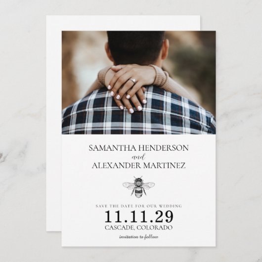 Garden Bee Wedding Save The Date (Voorkant / Achterkant)