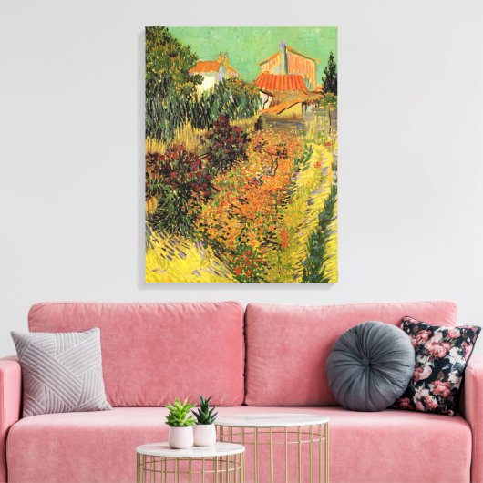 Garden Behind a House van Vincent van Gogh Canvas Afdruk (Insitu (Woonkamer))