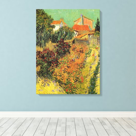 Garden Behind a House van Vincent van Gogh Canvas Afdruk (Insitu (Houten vloer))
