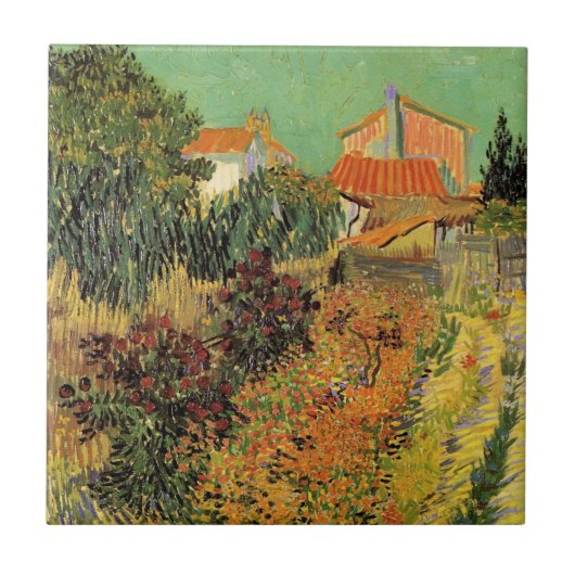 Garden Behind a House van Vincent van Gogh Tegeltje (Voorkant)