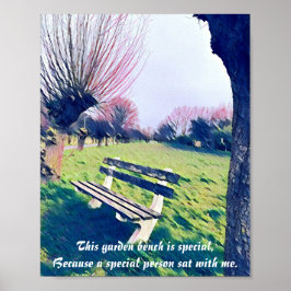 Garden Bench Quote Blue Autumn Sky Abstract art Poster