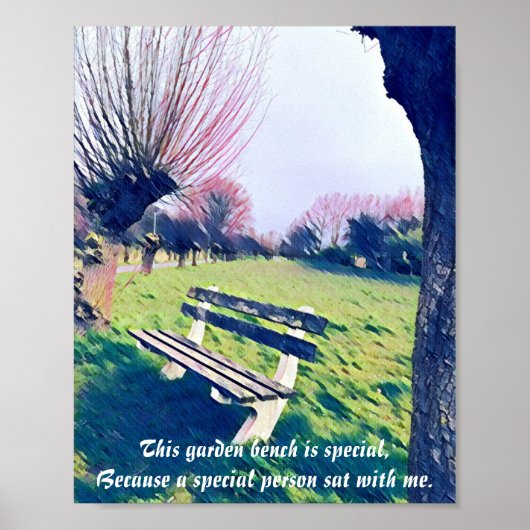 Garden Bench Quote Blue Autumn Sky Abstract art Poster (Voorkant)