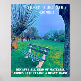 Garden Bench Quote Blue Autumn Sky Herfst Trees Ar Poster