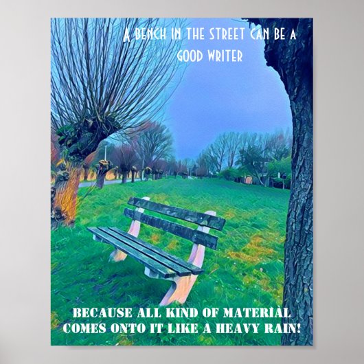 Garden Bench Quote Blue Autumn Sky Herfst Trees Ar Poster (Voorkant)