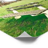 Garden Bench Quote Blue Sky Green Grass Art Poster (Hoek)