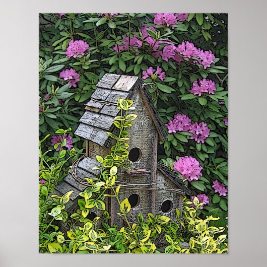 Garden Birdhouse Foto Art Poster (Voorkant)