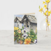 Garden Birdhouse Kaart (Gele Bloem)