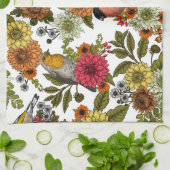 Garden birds and flowers 1 theedoek (Gevouwen)