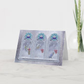 Garden Birds Christmas Window Wenskaart Feestdagen Kaart (Voorkant)