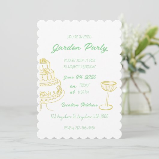 Garden Birthday Party Uitnodigen Save The Date (Staand voorkant)