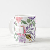 Garden Blooms Waterverf Floral Monogram Mok (Voorkant links)