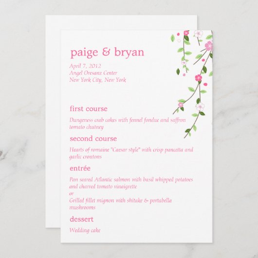 Garden Blooms Weddenschapskaart Menu (Voorkant / Achterkant)