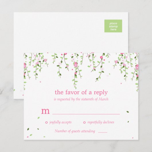 Garden Blooms Wedding RSVP Briefkaart (Voorkant / Achterkant)