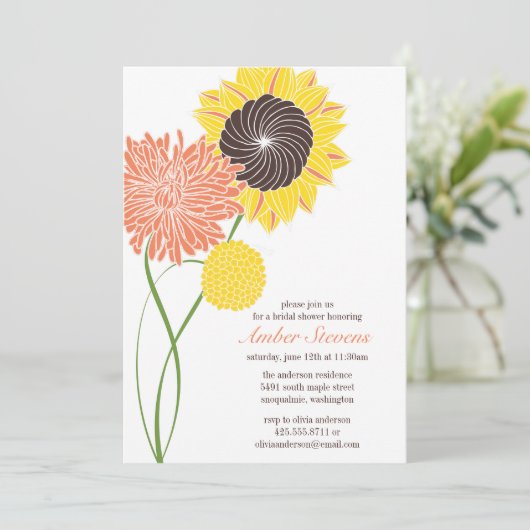Garden Blossom Shower/Party Invitation Kaart (Staand voorkant)