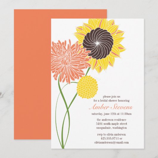Garden Blossom Shower/Party Invitation Kaart (Voorkant / Achterkant)