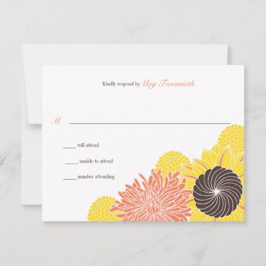 Garden Blossom Wedding Response RSVP Kaartje (Voorkant)