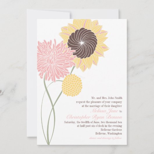 Garden Blossom Wedding Uitnodiging (Voorkant)