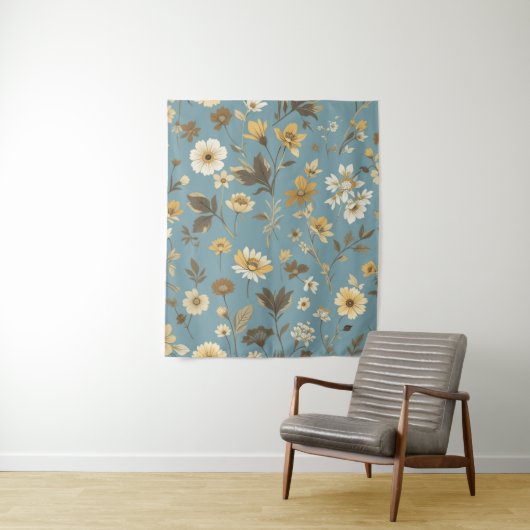 Garden Blue Bloom Wandkleed (In situ)