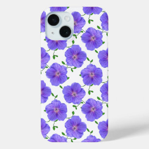 Garden Blue Geranium Flower op elke kleur iPhone 15 Case