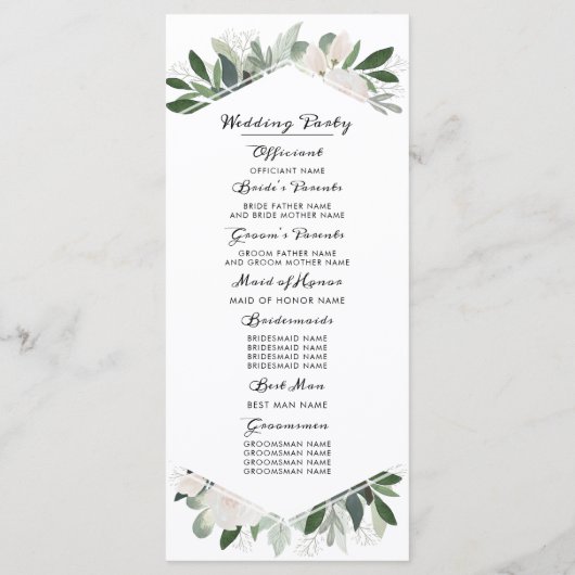 Garden Blush Wedding Programme Programmakaart (Achterkant)