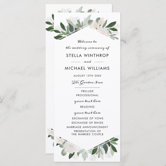 Garden Blush Wedding Programme Programmakaart (Voorkant / Achterkant)