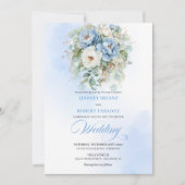 Garden Bohemian Dusty Blue White Peony Wedding Kaart (Voorkant)